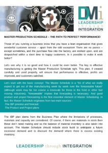 Master Production Schedule – the Path to Perfect Performance!